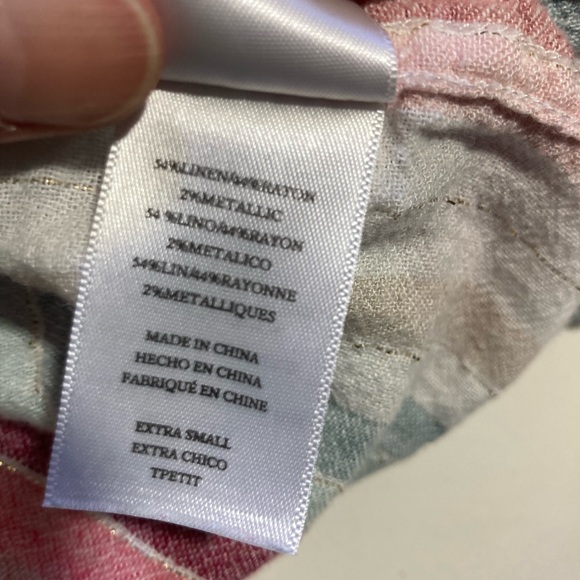 Rails Charli Tropic Stripe Button Down Shirt Metallic Gold Detail Size XSmall - Picture 14 of 16